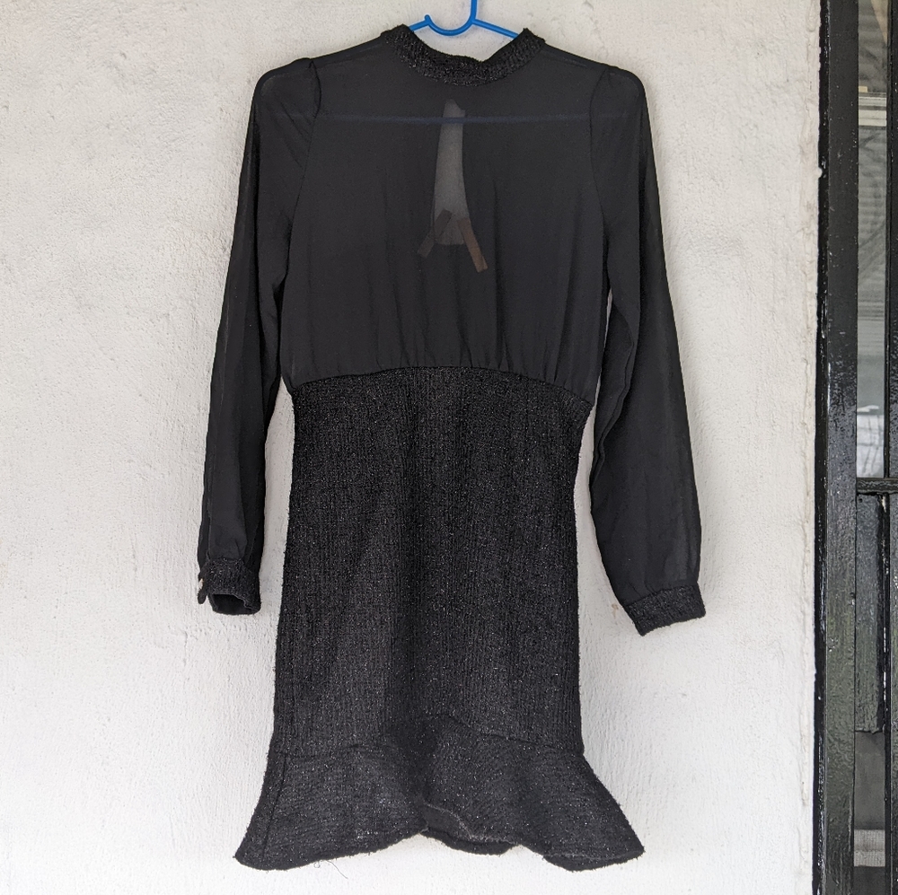 Long sleeve black mini dress